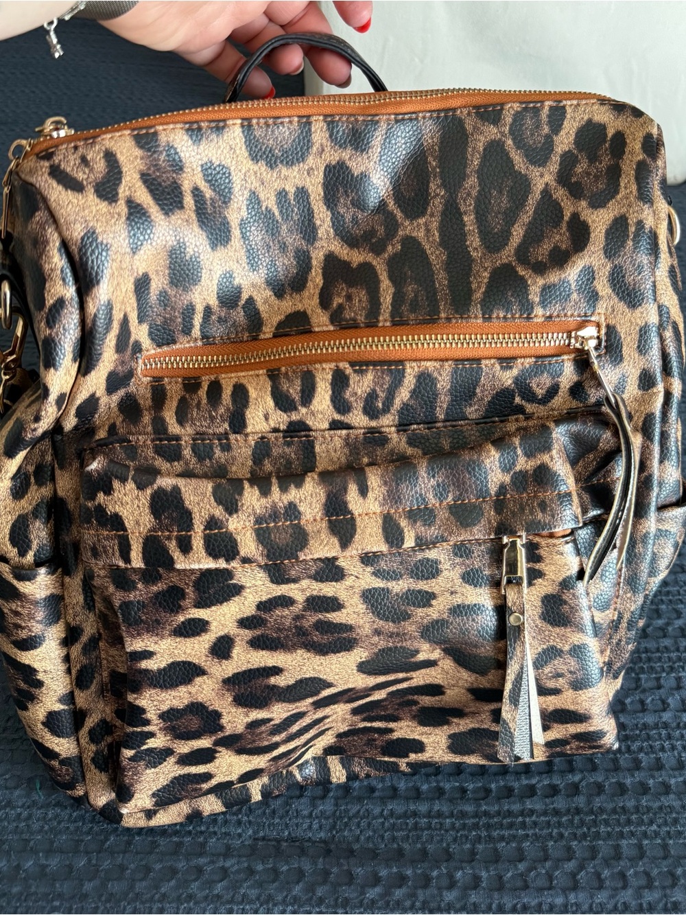 Source Unknown Leopard Print Backpack - Brown/Black
